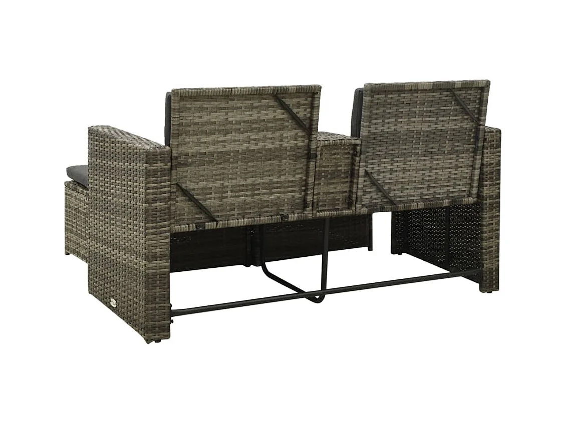 3-tlg. Garten-Sitzgruppe: Sofa + Tisch | Garten-Lounge-Set mit Auflagen Poly Rattan Grau -GKD650468