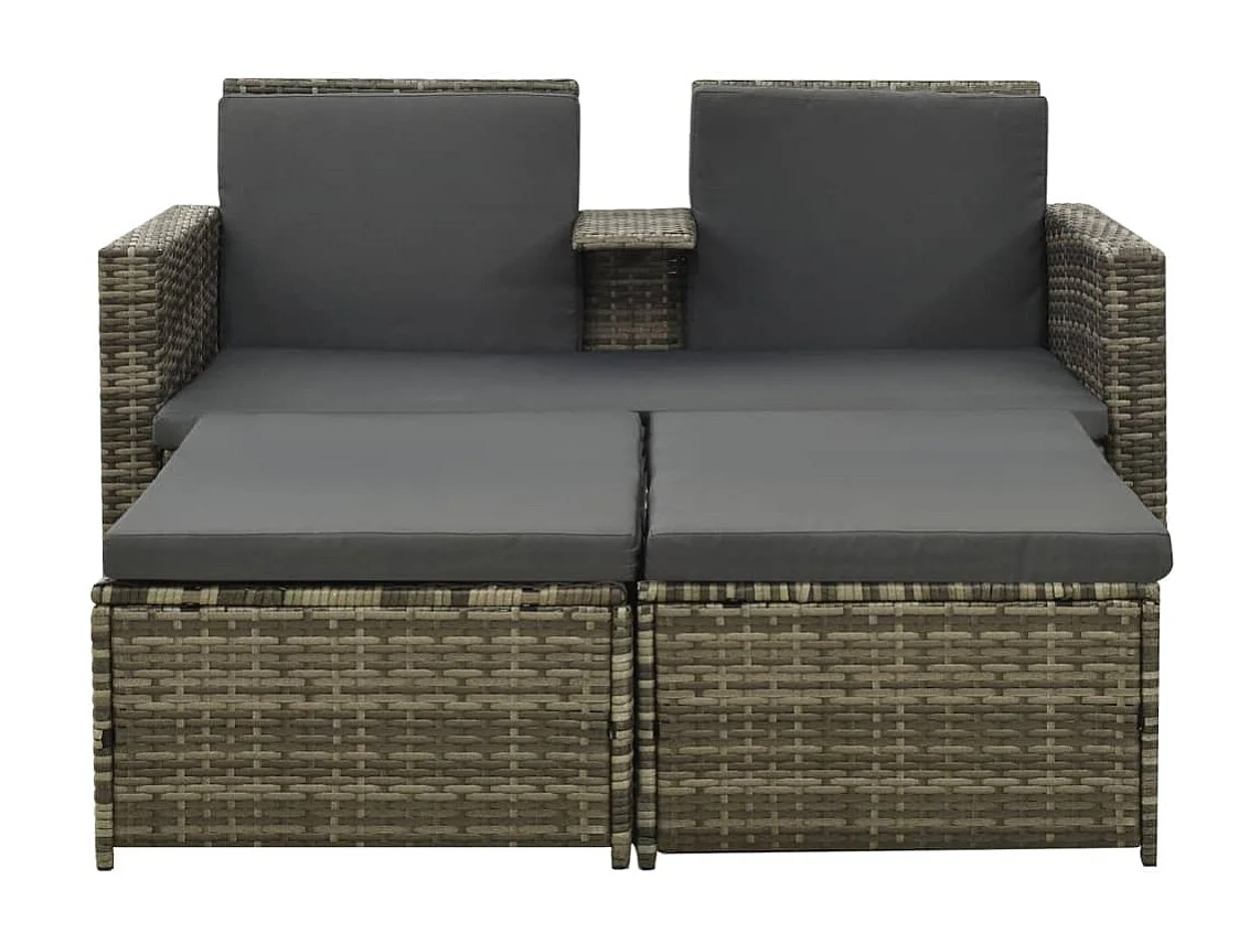 Salon de jardin 3 pcs avec coussins Résine tressée Gris BE47512