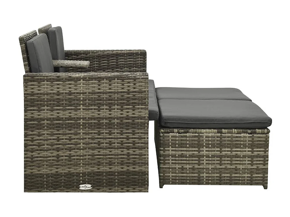 Salon de jardin 3 pcs avec coussins Résine tressée Gris BE47512