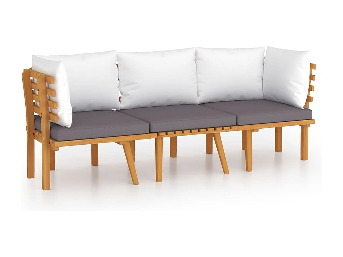 Salon de jardin 3 pcs avec coussins Bois d'acacia solide BE69719