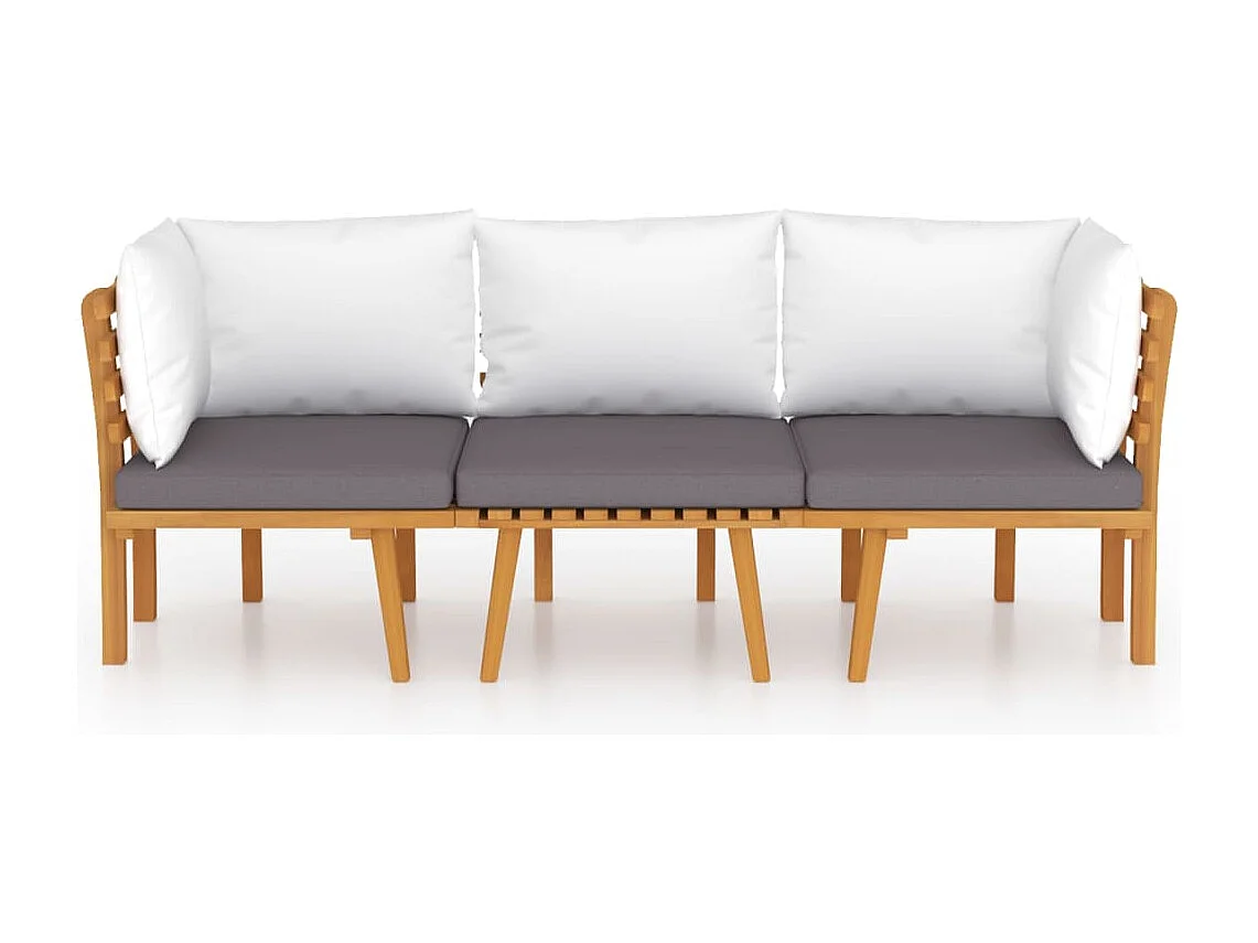 3-tlg. Garten-Sitzgruppe: Sofa + Tisch | Garten-Lounge-Set mit Kissen Massivholz Akazie -GKD505974