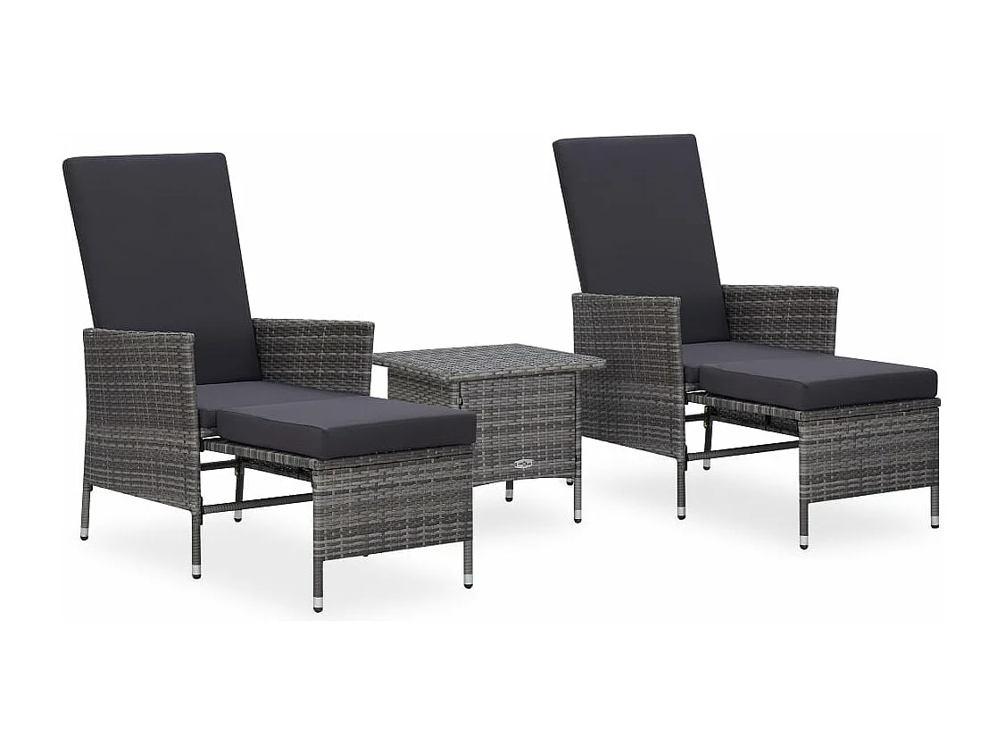 Salon de jardin 3 pcs avec coussins Résine tressée Gris BE38390