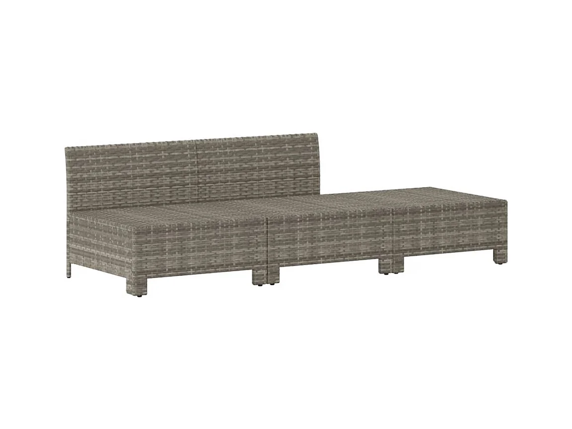 Salon de jardin 3 pcs avec coussins Gris Résine tressée BE24310
