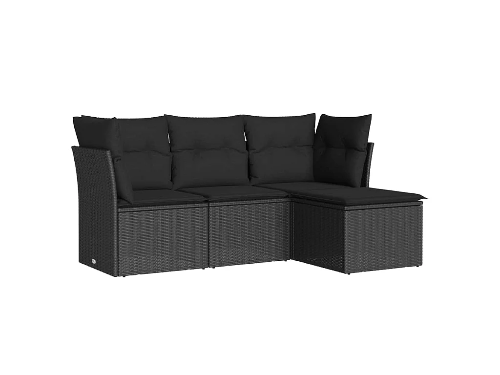 4-delige Loungeset met kussens poly rattan zwart NL40668