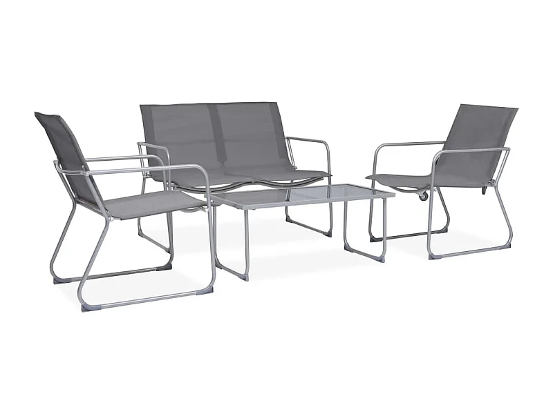Salon de jardin 4 pcs Tissu et acier Gris BE23560