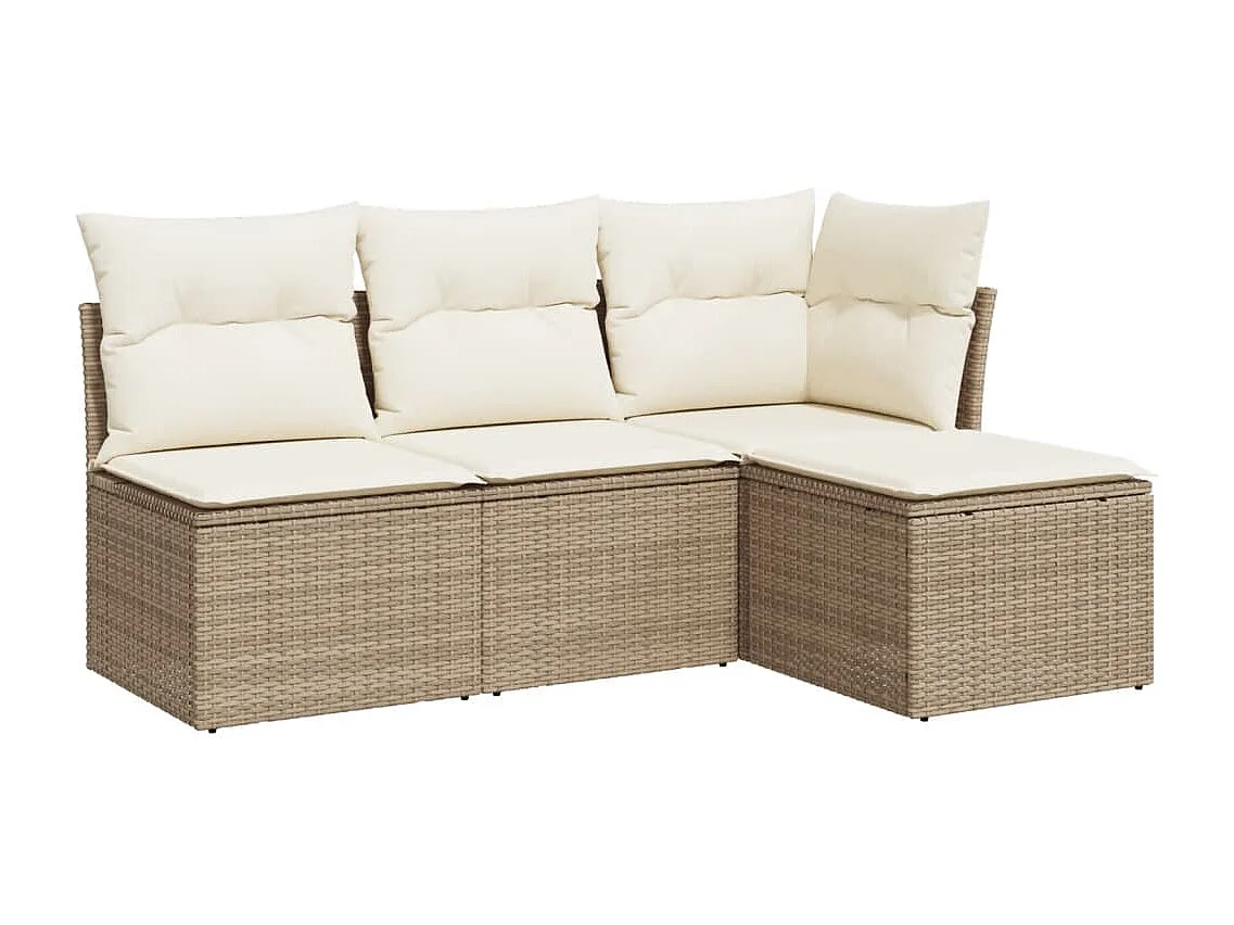 Salon de jardin avec coussins 4 pcs beige résine tressée BE94782