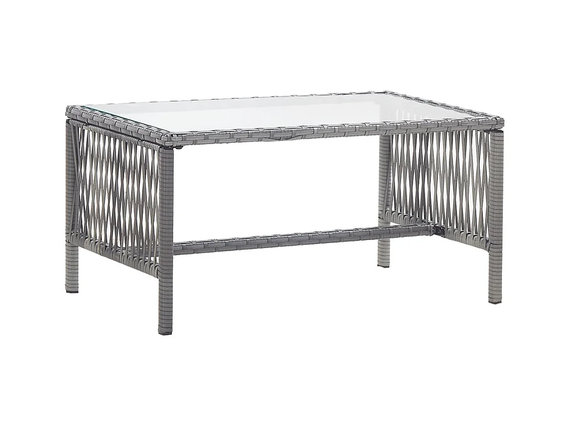 4-tlg. Garten-Sitzgruppe: Sofa + Tisch | Garten-Lounge-Set mit Auflage Poly Rattan Anthrazit -GKD412088