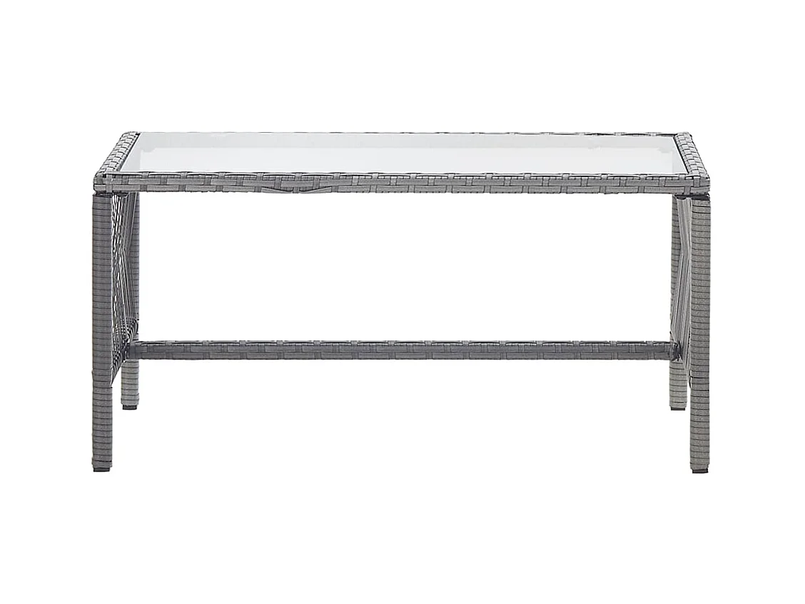 4-tlg. Garten-Sitzgruppe: Sofa + Tisch | Garten-Lounge-Set mit Auflage Poly Rattan Anthrazit -GKD412088