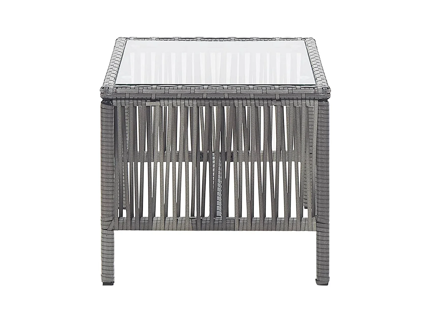 4-tlg. Garten-Sitzgruppe: Sofa + Tisch | Garten-Lounge-Set mit Auflage Poly Rattan Anthrazit -GKD412088