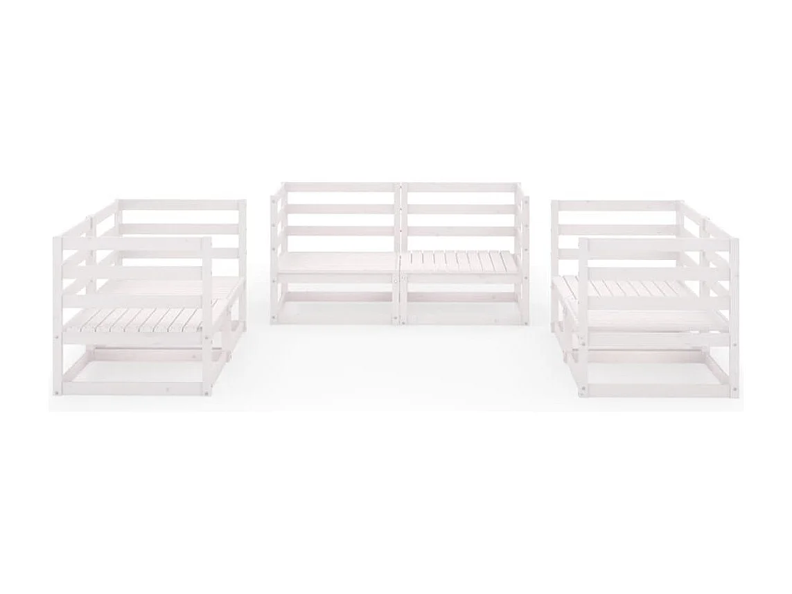 Salon de jardin 6 pcs Blanc Bois de pin massif BE70007