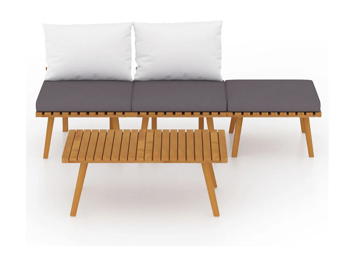 Salon de jardin 4 pcs avec coussins Bois d'acacia solide BE53863