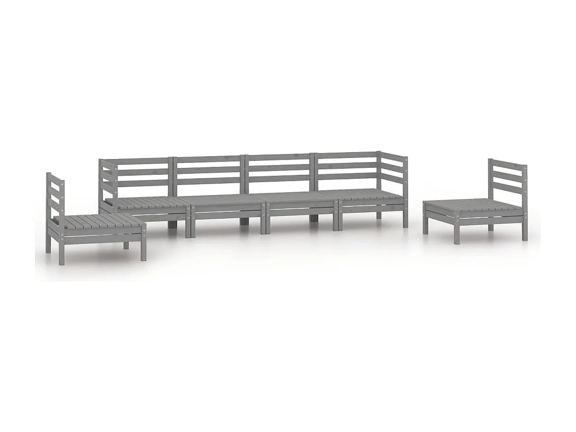 6-tlg. Garten-Sitzgruppe | Garten-Lounge-Set Grau Kiefer Massivholz -GKD439917