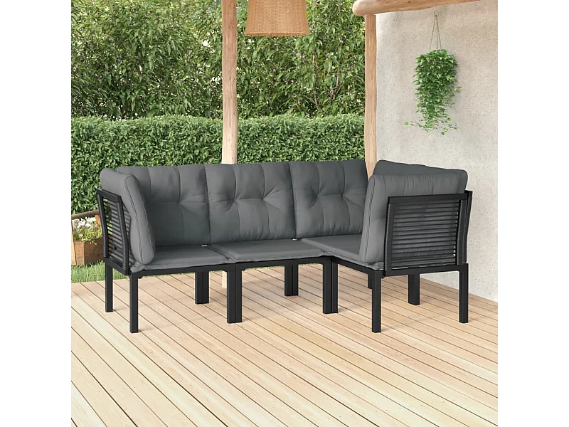 4 pzas Salón de jardín ratán sintético negro y gris ES89817