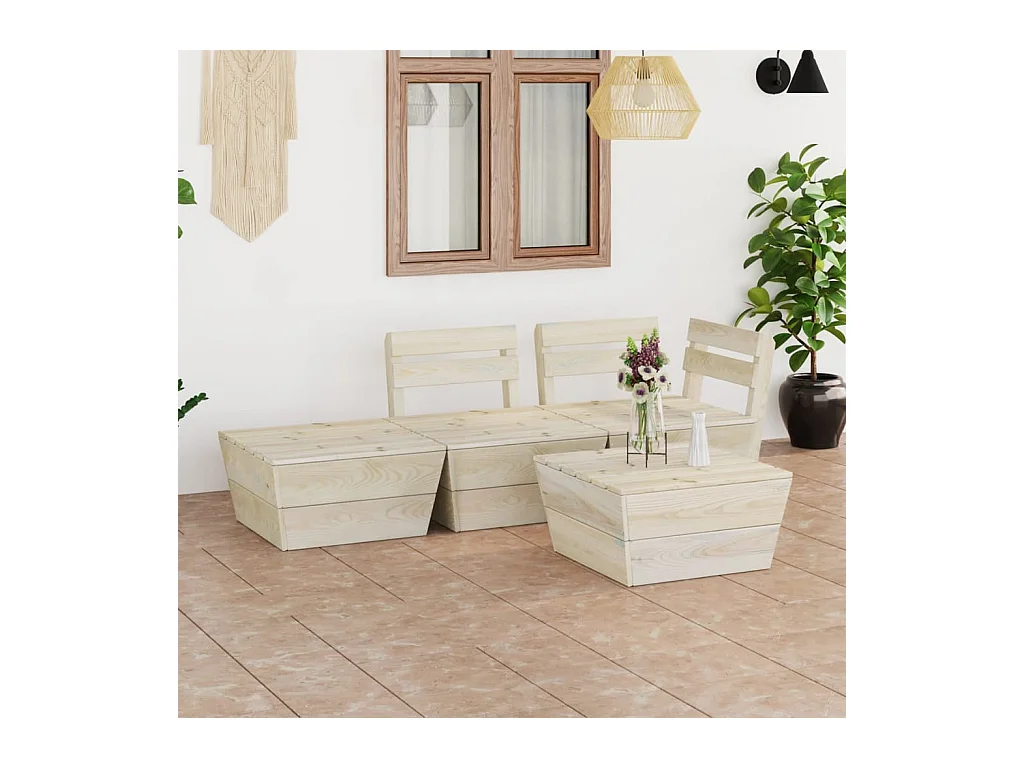 Salon de jardin palette 4 pcs Bois d'épicéa imprégné BE94942