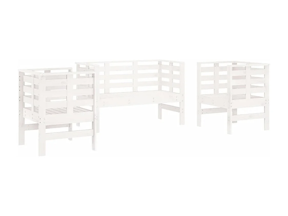 3 pcs conjunto lounge de jardim madeira de pinho maciça branco PT77235