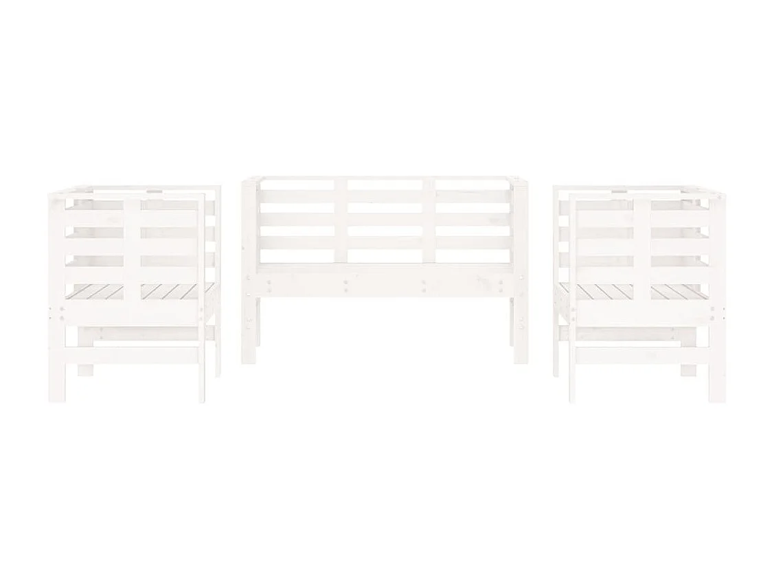 3 pcs conjunto lounge de jardim madeira de pinho maciça branco PT77235