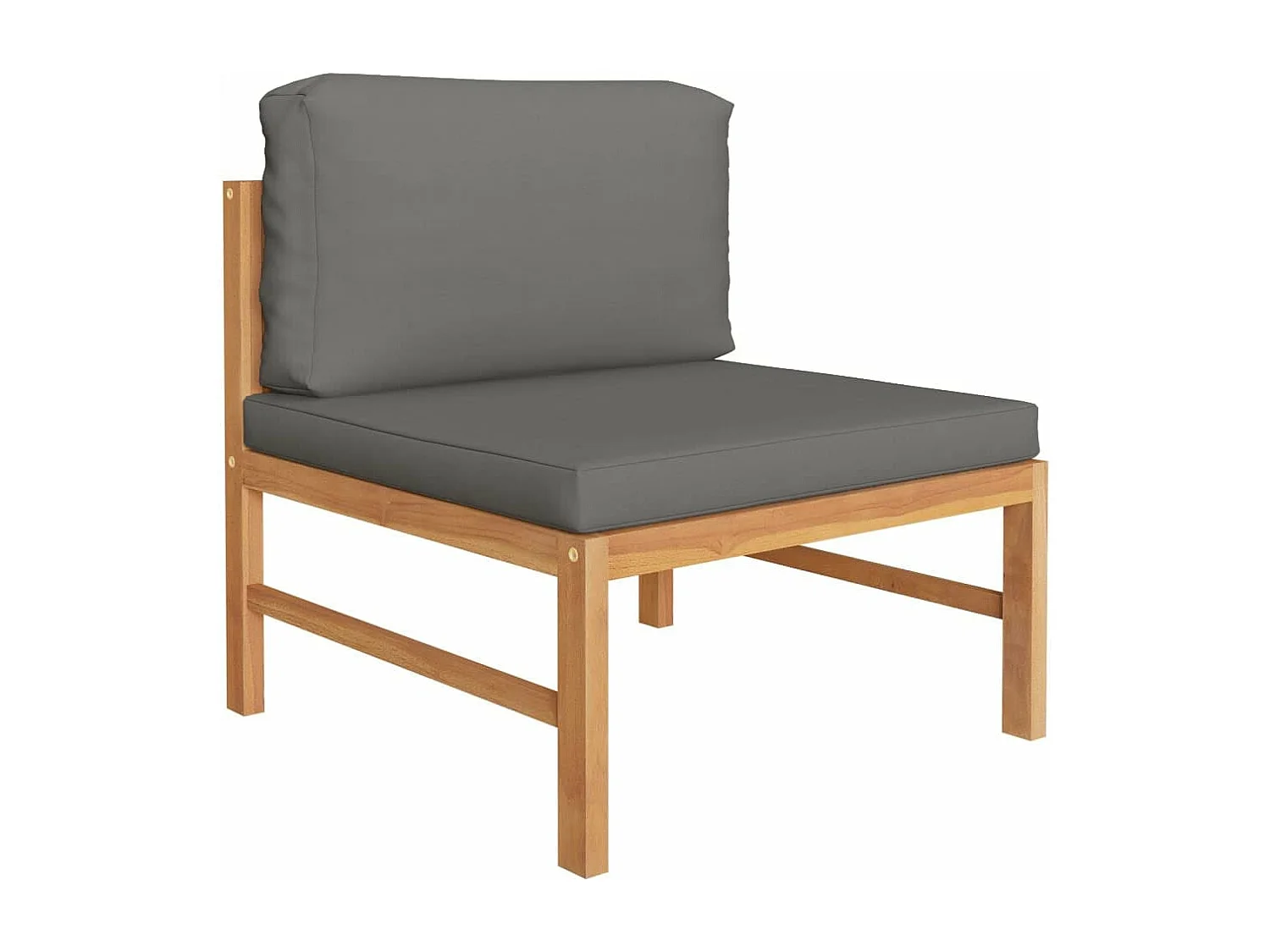 4-tlg. Garten-Sitzgruppe: Sofa + Tisch | Garten-Lounge-Set mit Grauen Kissen Massivholz Teak -GKD142581