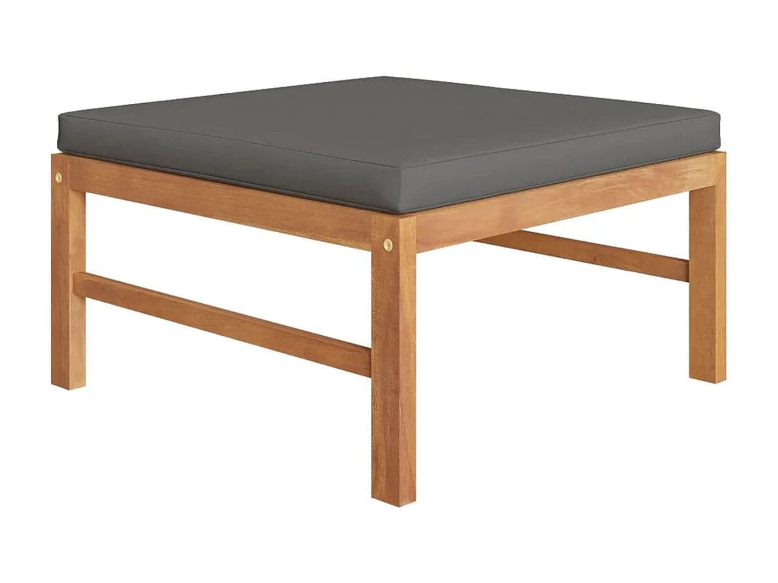 4-tlg. Garten-Sitzgruppe: Sofa + Tisch | Garten-Lounge-Set mit Grauen Kissen Massivholz Teak -GKD142581