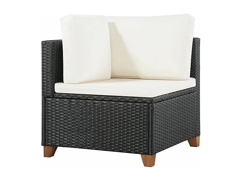 4-tlg. Garten-Sitzgruppe: Sofa + Tisch | Garten-Lounge-Set mit Auflagen Poly Rattan Schwarz -GKD591593