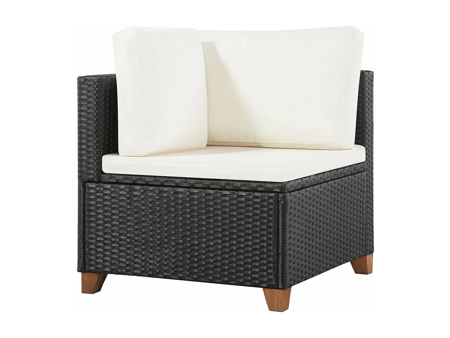 4-tlg. Garten-Sitzgruppe: Sofa + Tisch | Garten-Lounge-Set mit Auflagen Poly Rattan Schwarz -GKD591593