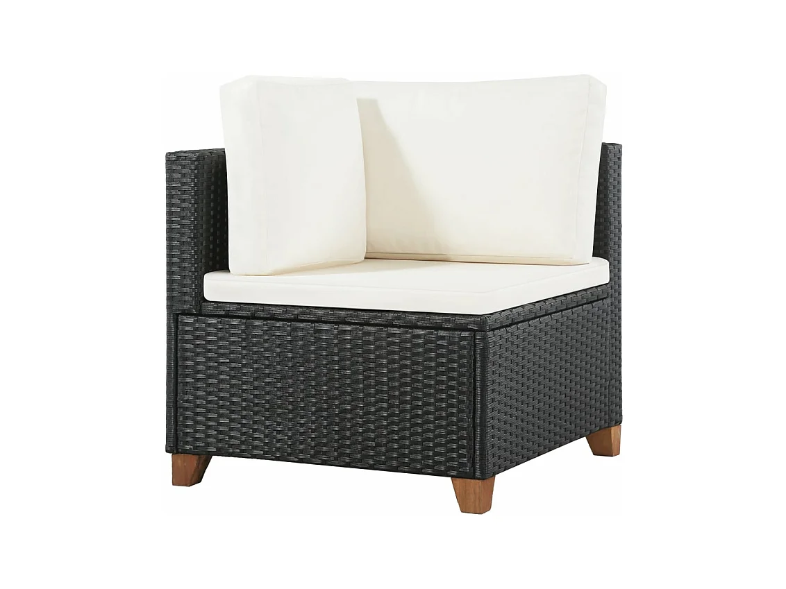 Salon de jardin 4 pcs avec coussins Résine tressée Noir BE44224