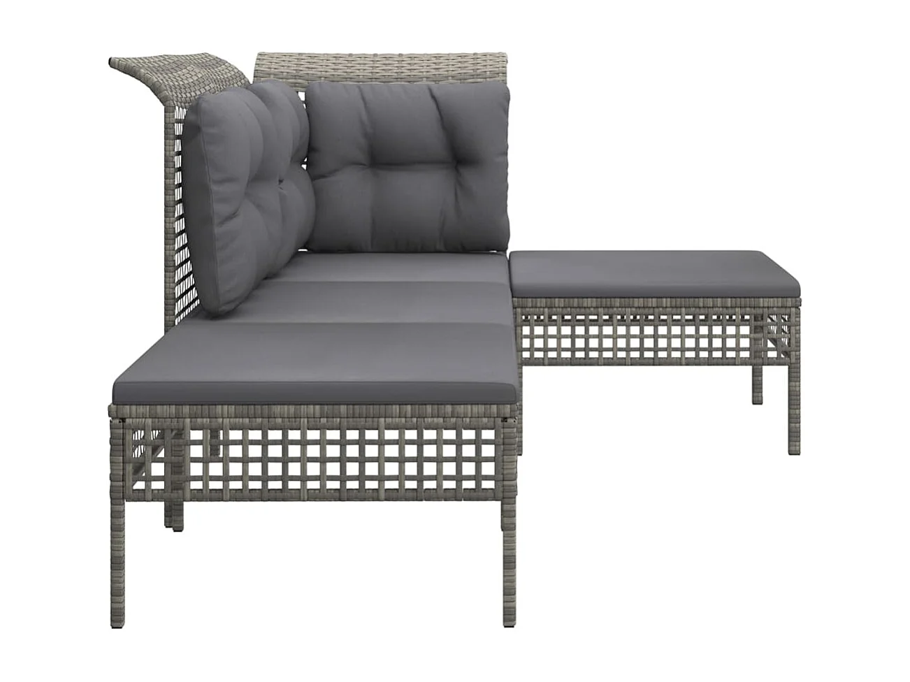 4-tlg. Garten-Sitzgruppe: Sofa + Tisch | Garten-Lounge-Set mit Kissen Grau Poly Rattan -GKD890962