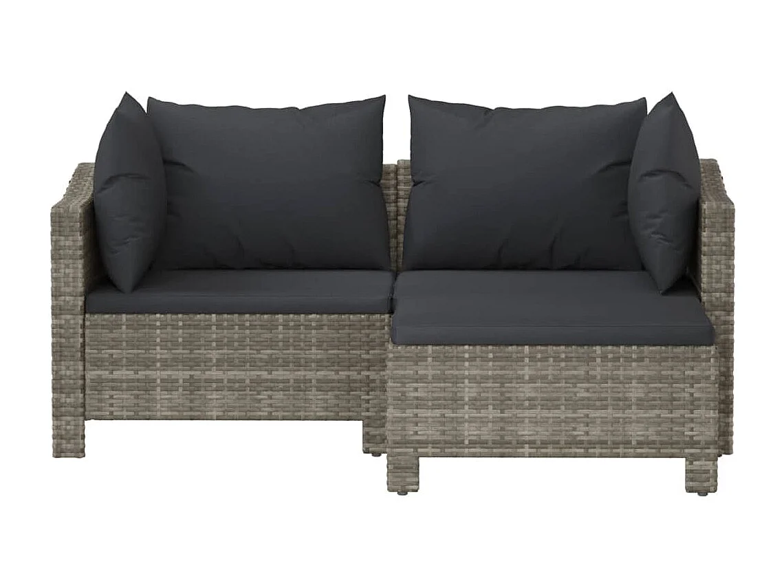 Salon de jardin 3 pcs avec coussins Gris Résine tressée SSG17990