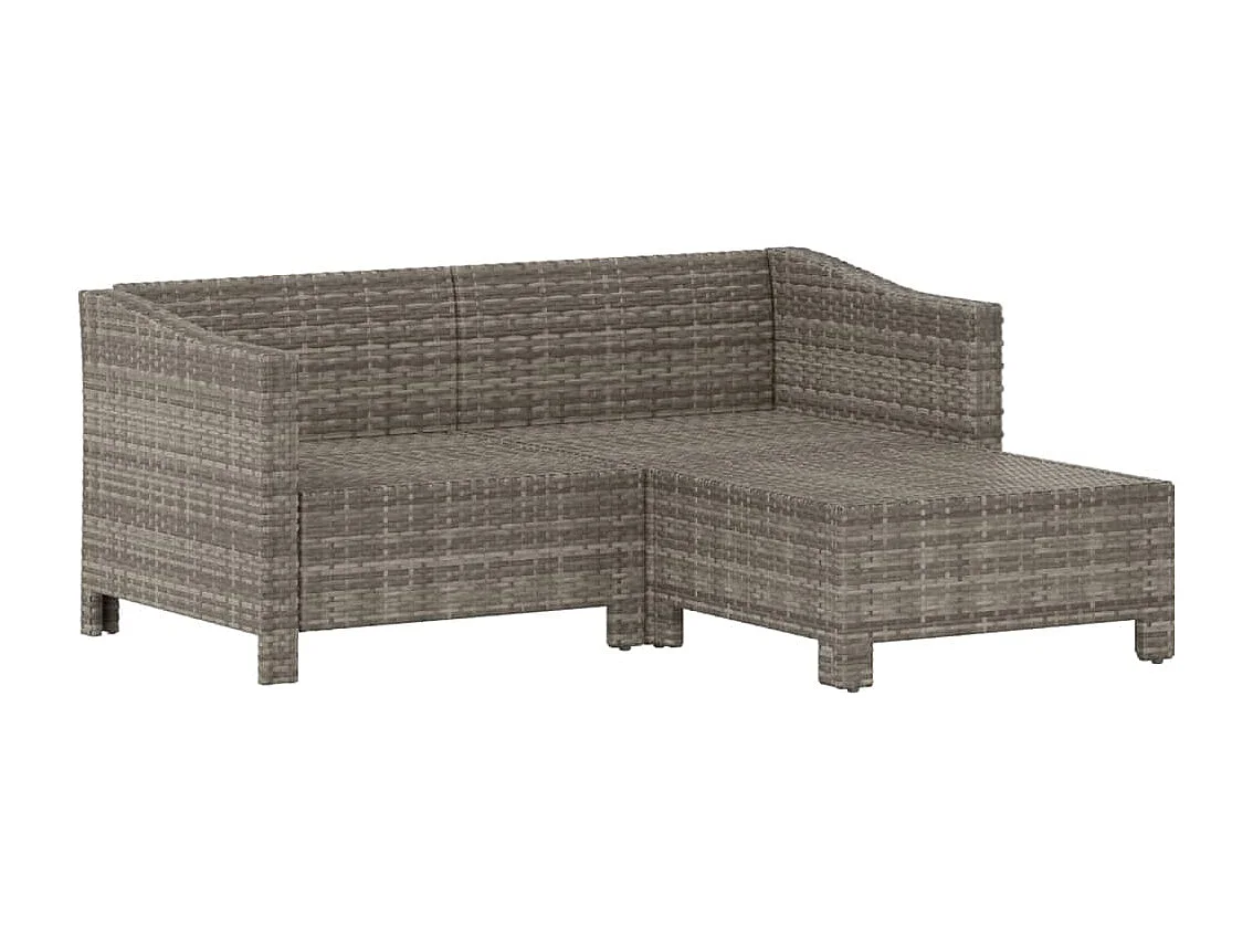 Salon de jardin 3 pcs avec coussins Gris Résine tressée SSG17990