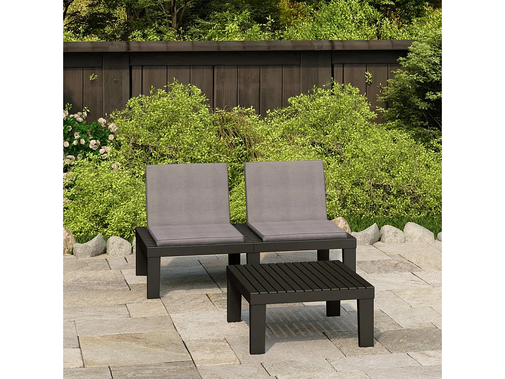 Salon de jardin 2 pcs avec coussins Plastique Gris BE22503