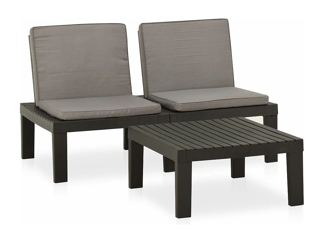 Salon de jardin 2 pcs avec coussins Plastique Gris BE22503