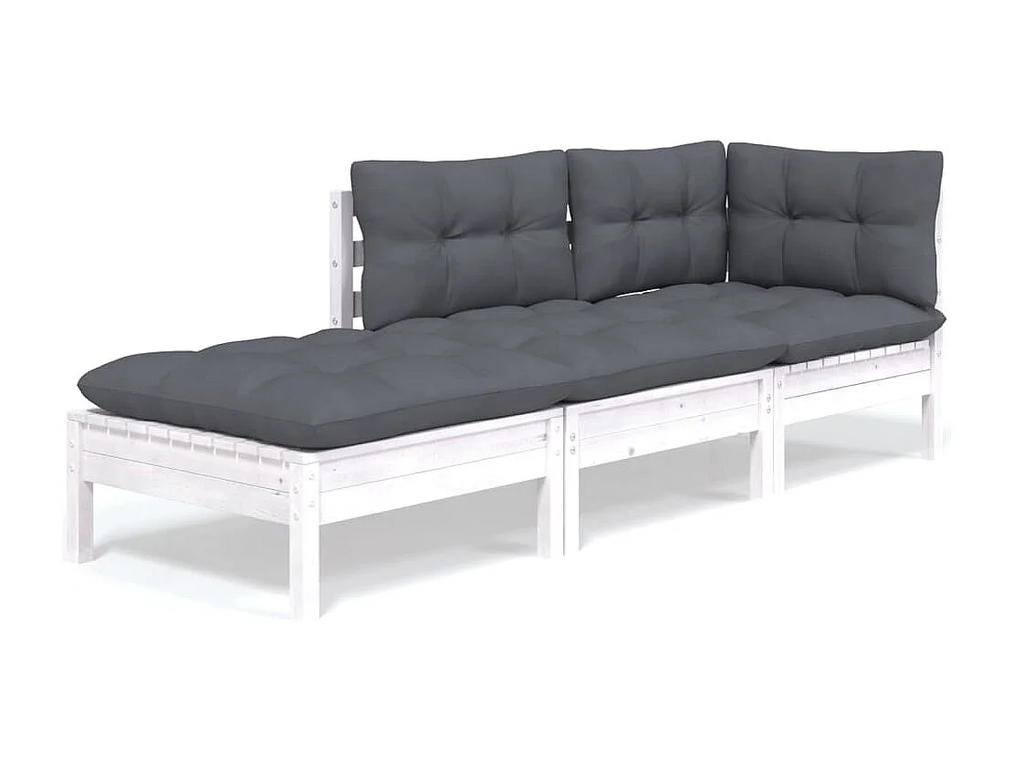 Salon de jardin 3 pcs avec coussins Bois de pin massif BE10995