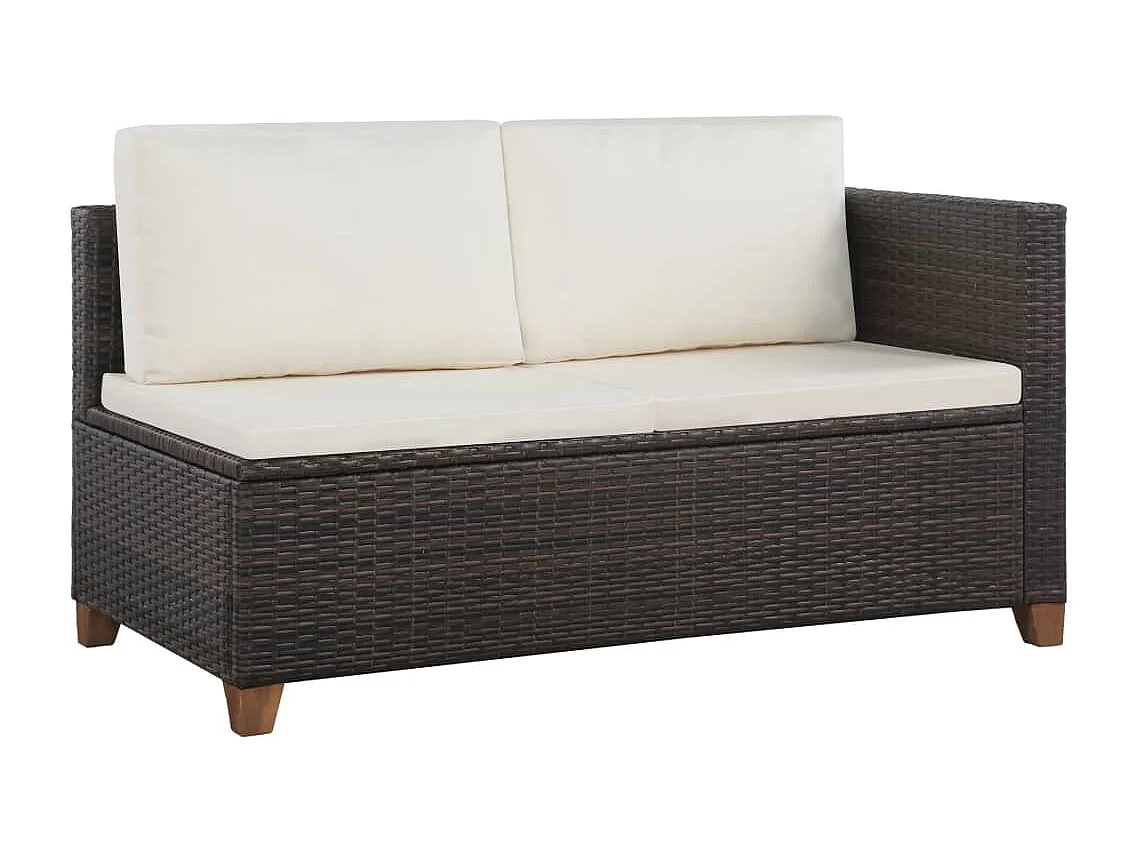 4-tlg. Garten-Sitzgruppe: Sofa + Tisch | Garten-Lounge-Set mit Auflagen Poly Rattan Braun -GKD941553