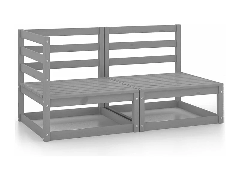 2-tlg. Garten-Sitzgruppe | Garten-Lounge-Set Grau Kiefer Massivholz -GKD457290