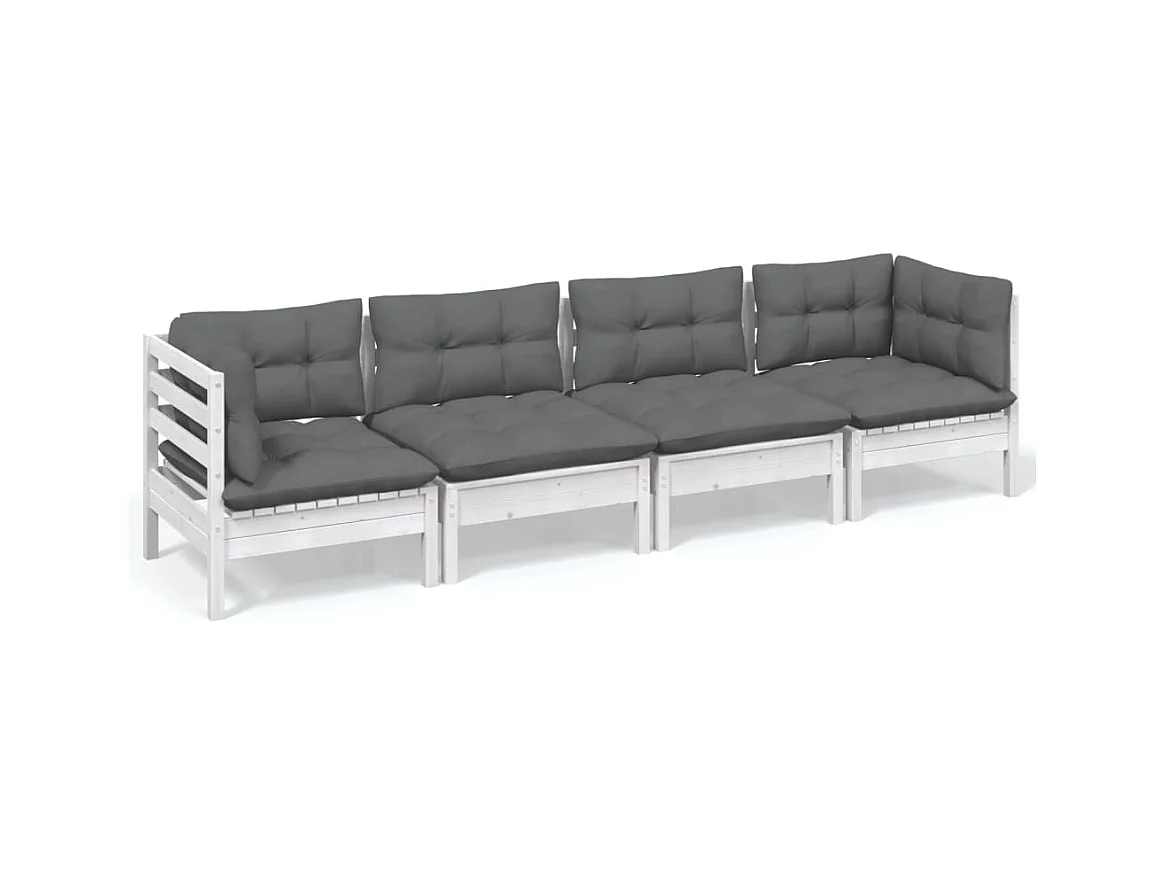 4-tlg. Garten-Sitzgruppe | Garten-Lounge-Set mit Kissen Kiefer Massivholz -GKD417032