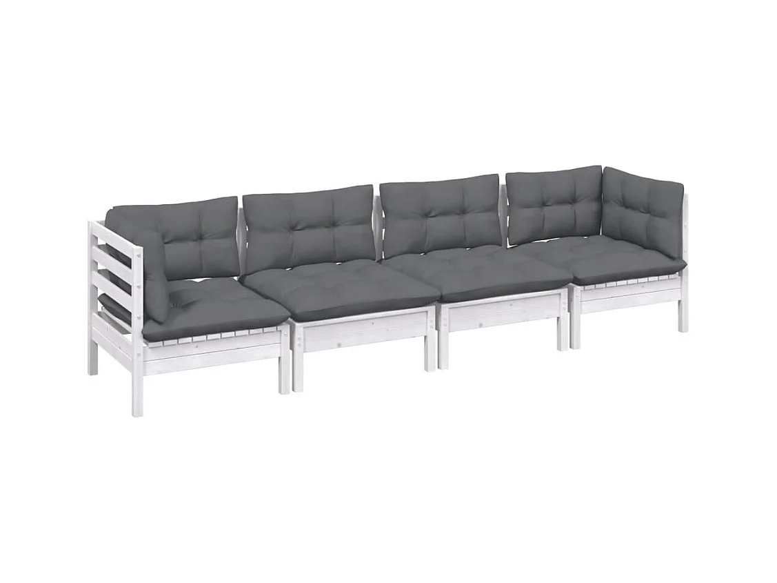 4-tlg. Garten-Sitzgruppe | Garten-Lounge-Set mit Kissen Kiefer Massivholz -GKD417032