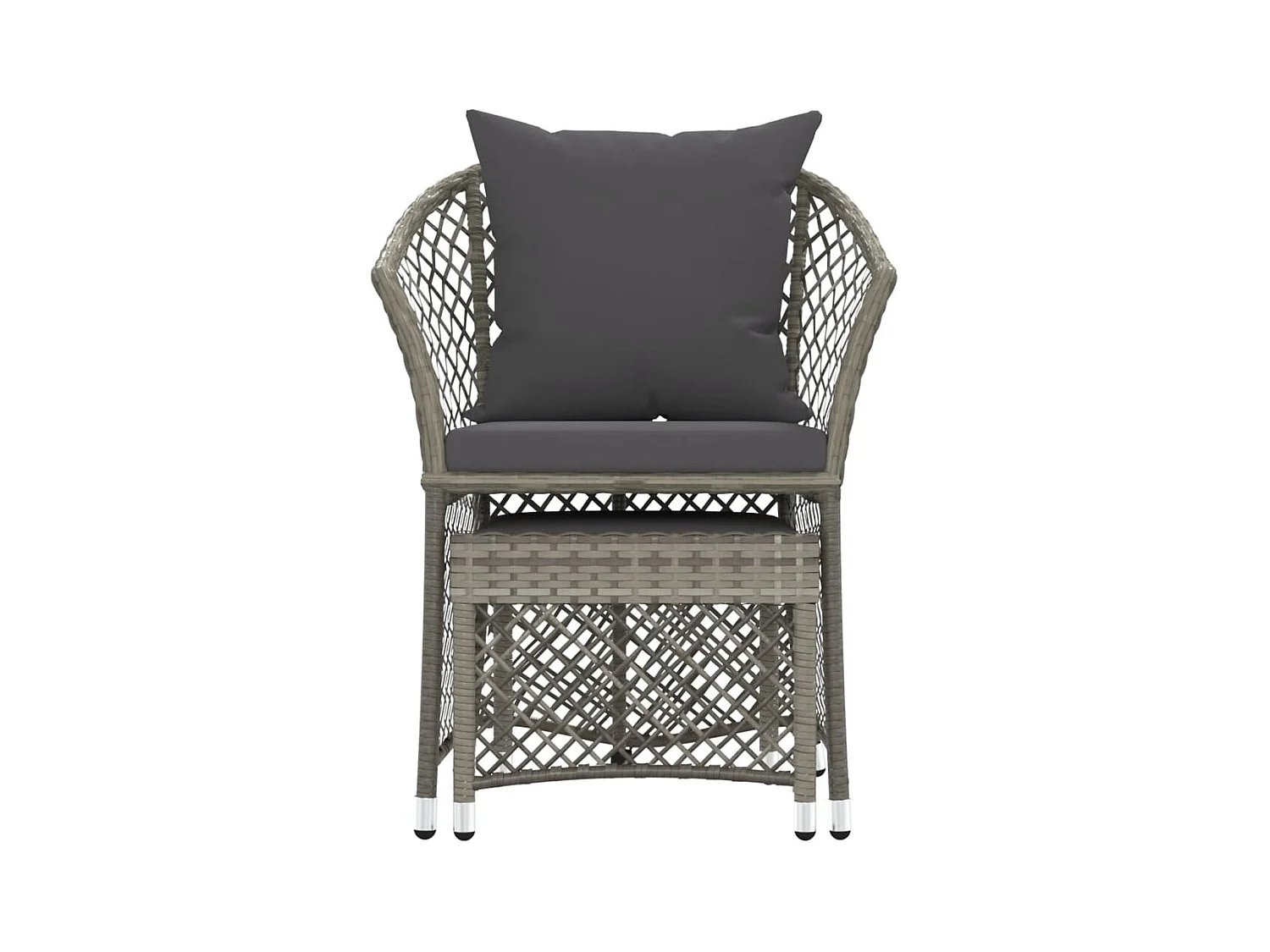 2-tlg. Garten-Sitzgruppe: Sofa + Tisch | Garten-Lounge-Set mit Kissen Grau Poly Rattan -GKD422120