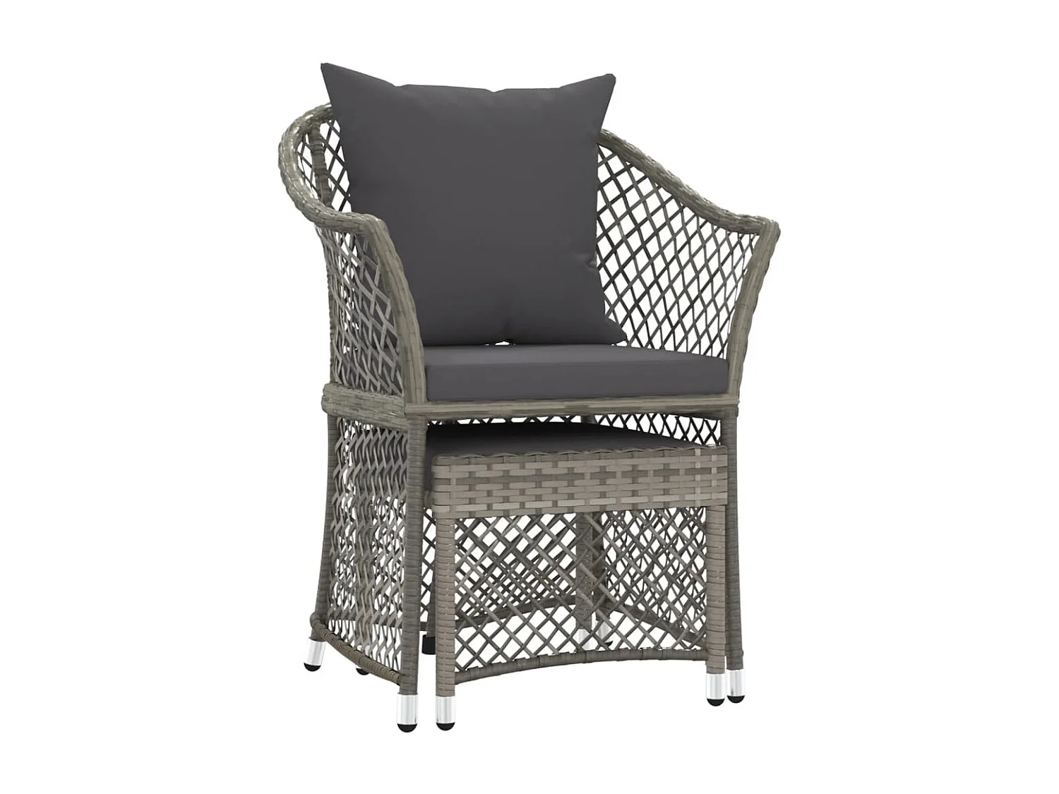 Salon de jardin 2 pcs avec coussins Gris Résine tressée BE19286