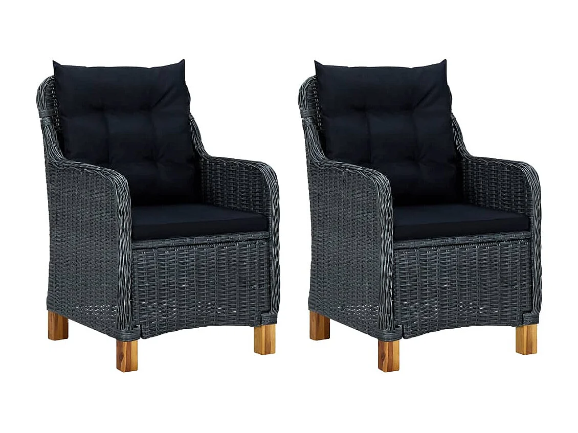 3-delige Loungeset met kussens poly rattan donkergrijs NL80106