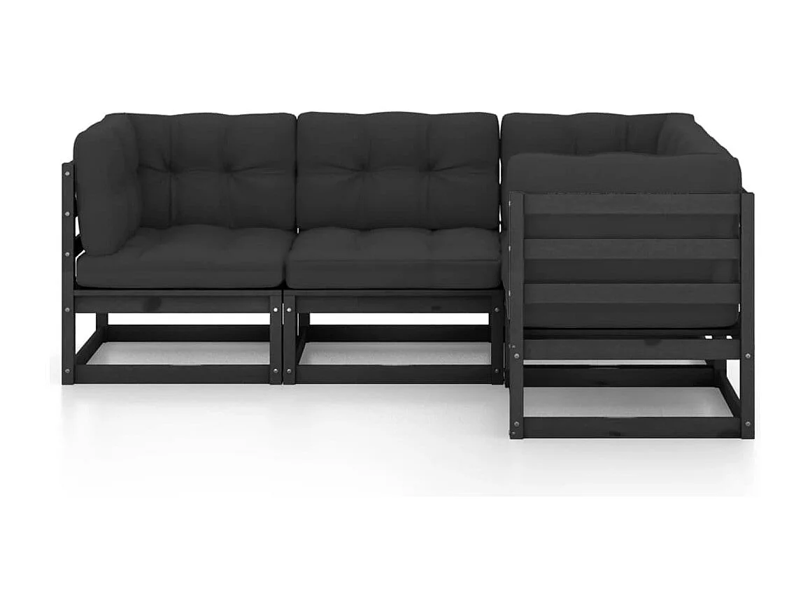 4-tlg. Garten-Sitzgruppe | Garten-Lounge-Set mit Kissen Massivholz Kiefer -GKD283394