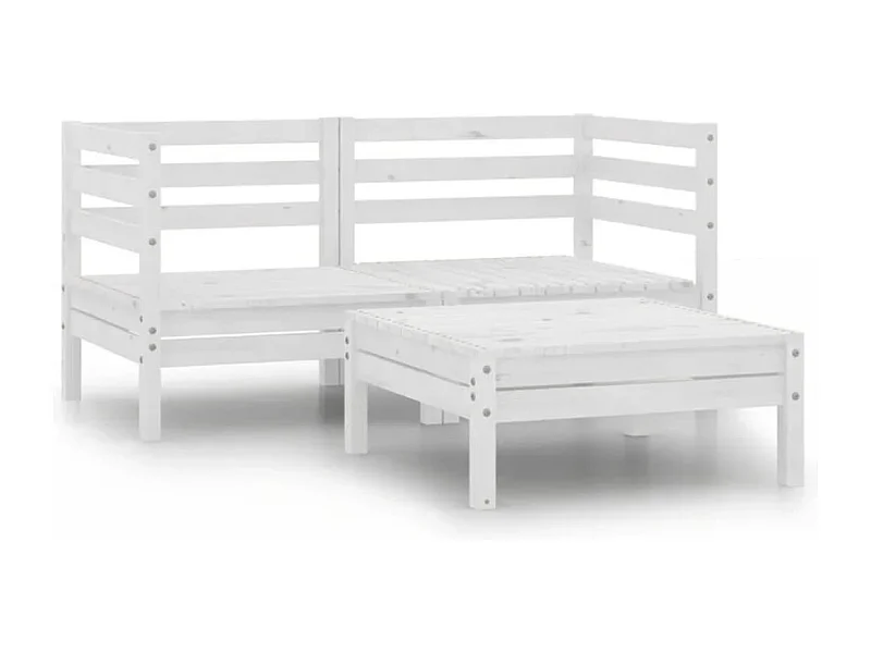 3 pzas Conjunto de Salón de jardín madera maciza pino blanco ES44155
