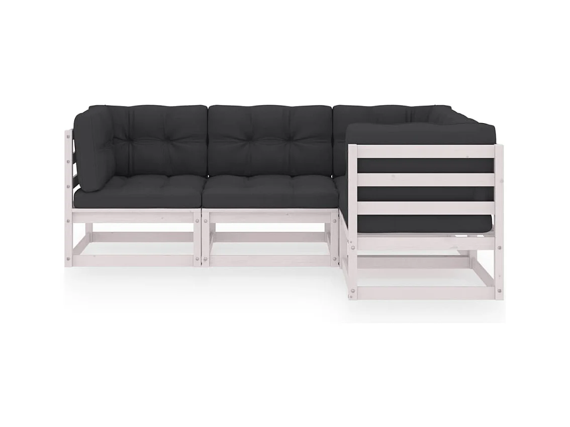 4-tlg. Garten-Sitzgruppe | Garten-Lounge-Set mit Kissen Kiefer Massivholz -GKD175819