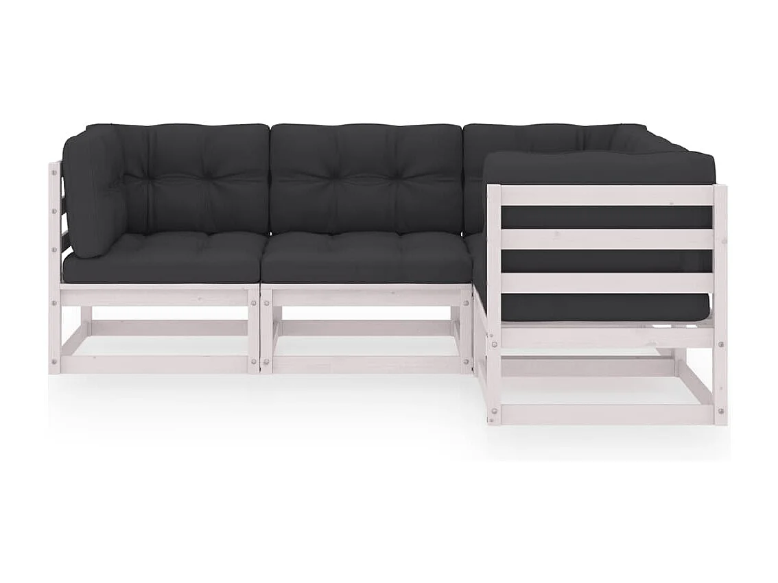 Salon de jardin 4 pcs avec coussins Bois de pin massif BE90359