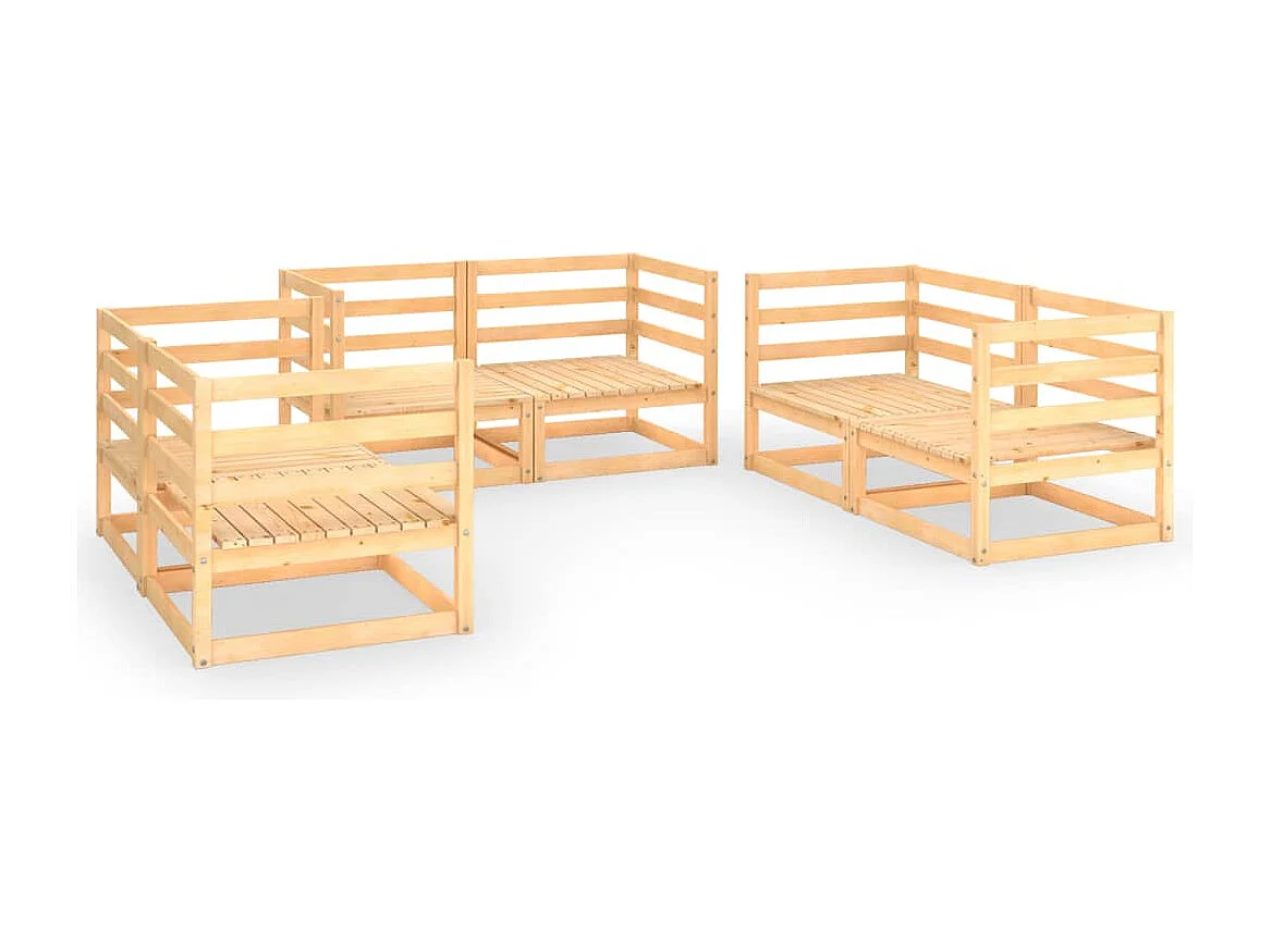 6-tlg. Garten-Sitzgruppe | Garten-Lounge-Set Massivholz Kiefer -GKD698546