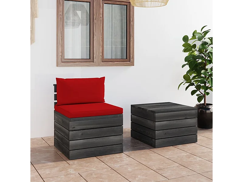 2-tlg. Garten-Sofagarnitur,Gartenmöbel-Set aus Paletten mit Kissen Kiefernholz -gkd224387