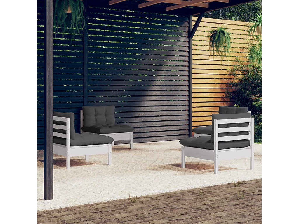 Salon de jardin 4 pcs avec coussins anthracite Bois de pin BE50276