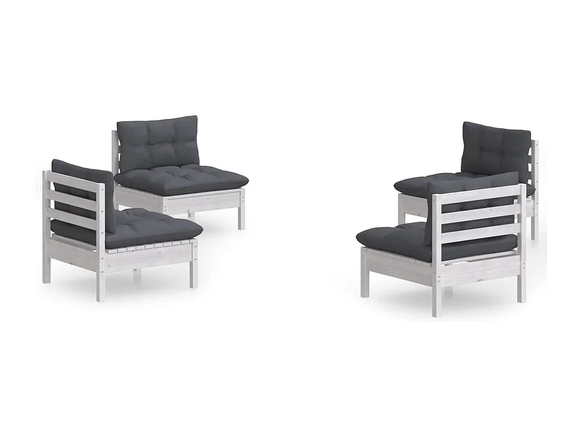 Salon de jardin 4 pcs avec coussins anthracite Bois de pin BE50276