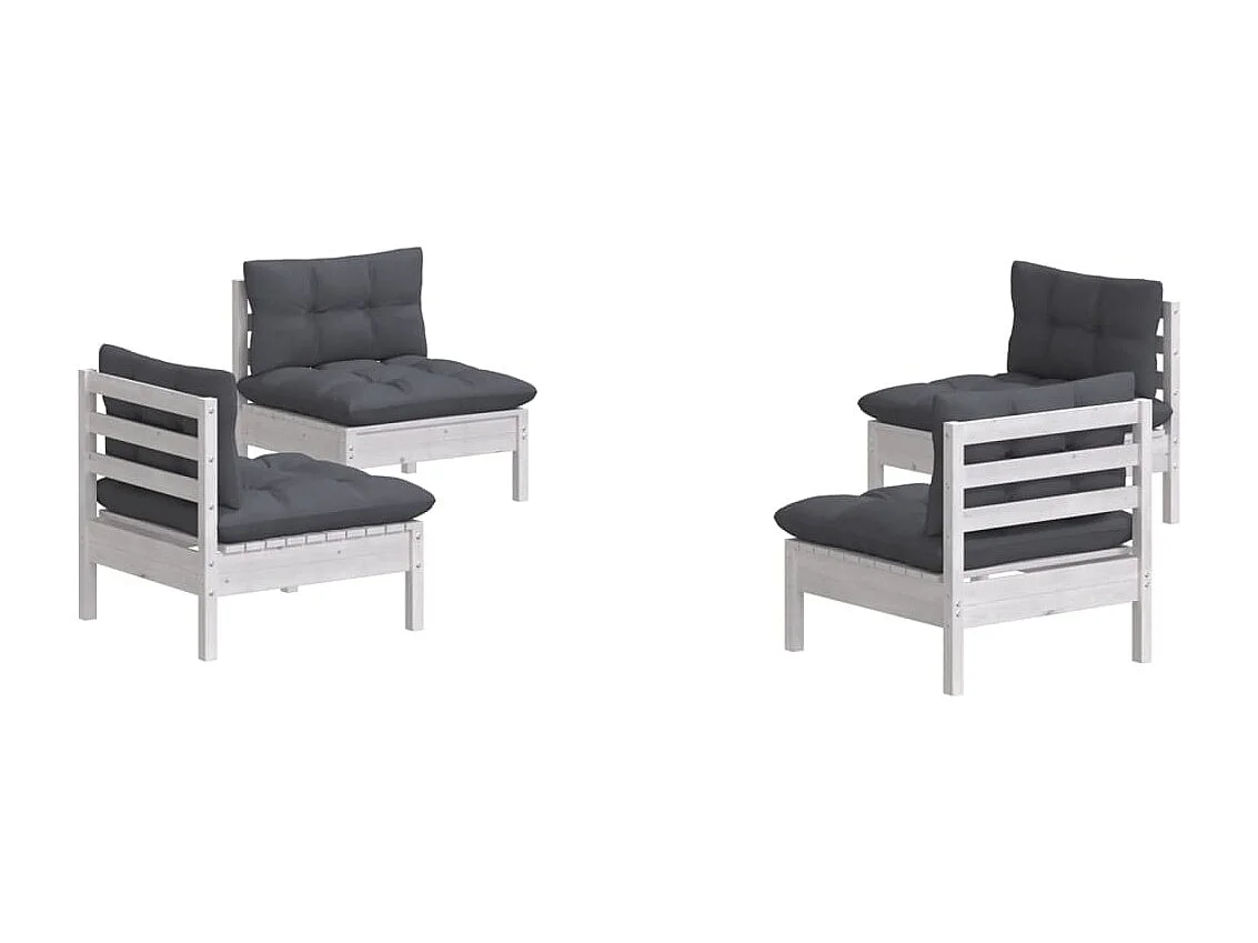 Salon de jardin 4 pcs avec coussins anthracite Bois de pin BE50276