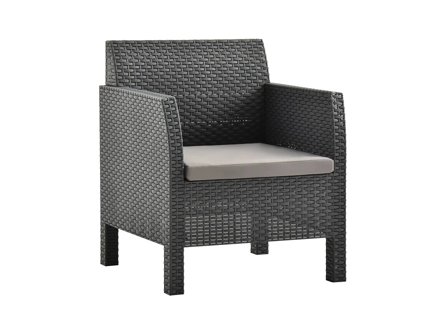 3-tlg. Garten-Sitzgruppe: Sofa + Tisch | Garten-Lounge-Set mit Kissen PP Rattan Anthrazit -GKD704671