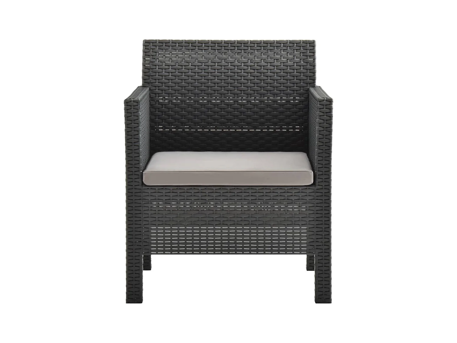 3-tlg. Garten-Sitzgruppe: Sofa + Tisch | Garten-Lounge-Set mit Kissen PP Rattan Anthrazit -GKD704671