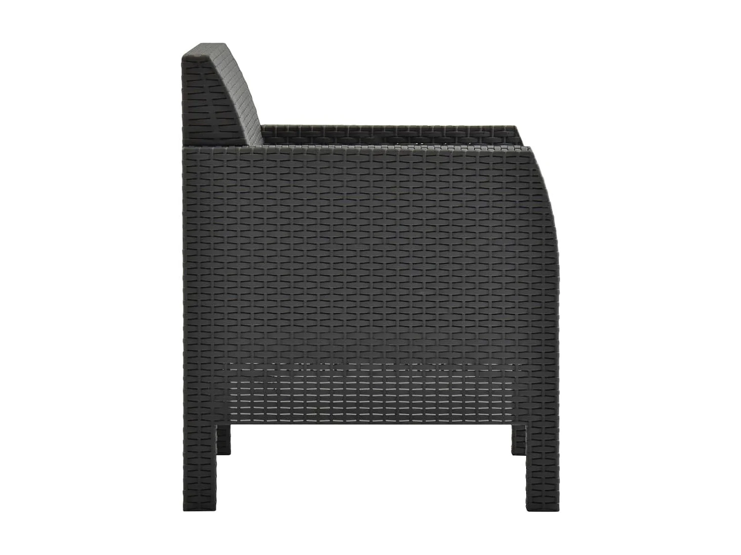 3 pcs conjunto lounge jardim com almofadões vime PP antracite PT93769